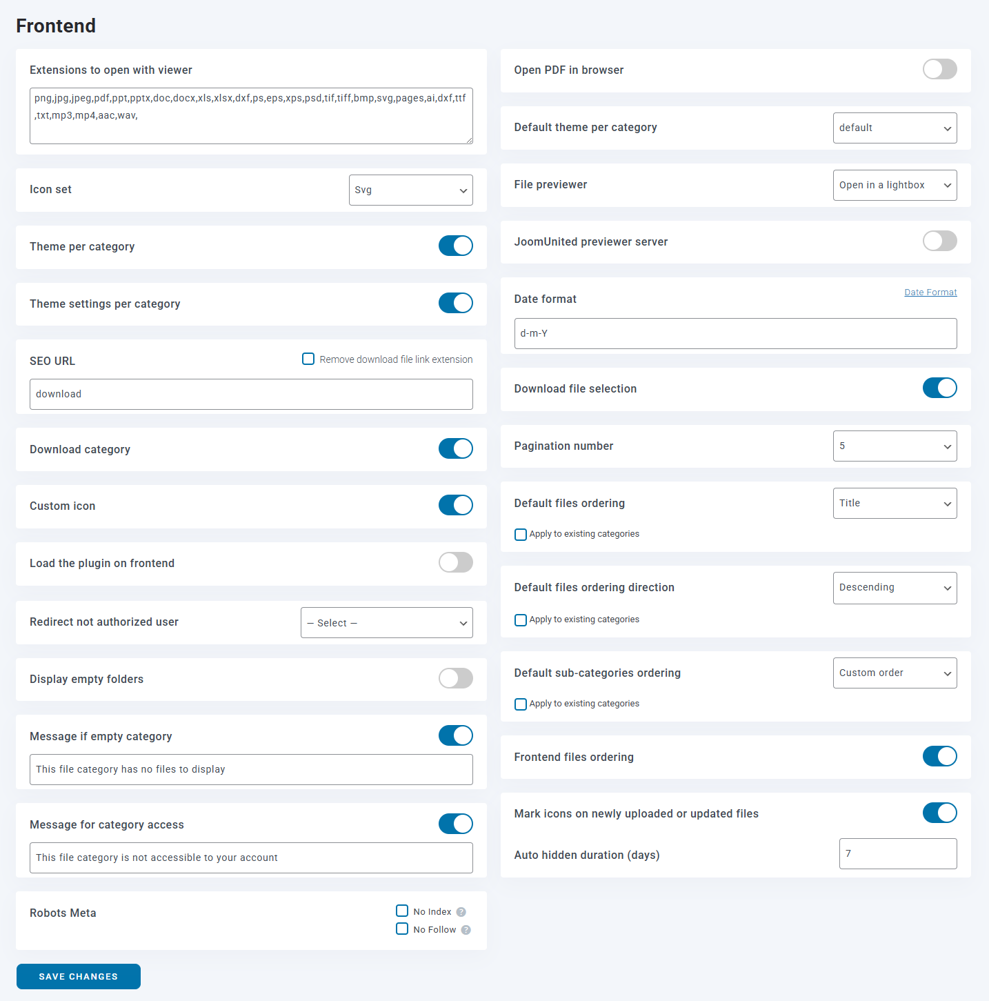 frontend-setting