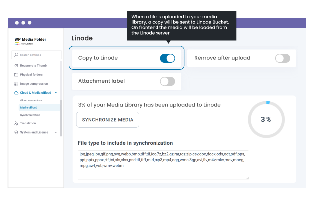 Automatically offload WordPress media to Linode