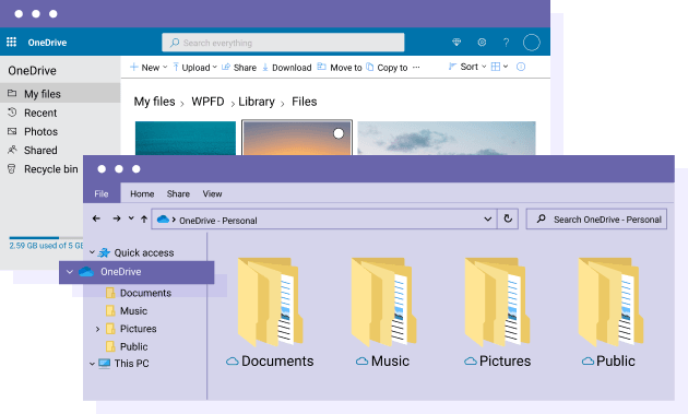 A WordPress folder = a OneDrive folder