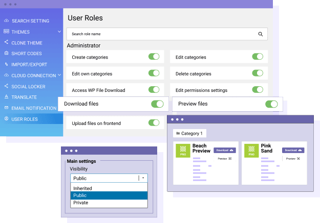 Limit access to file download and preview by user role