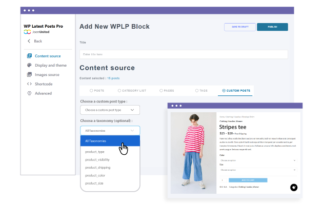 Any WordPress taxonomy to select latest posts