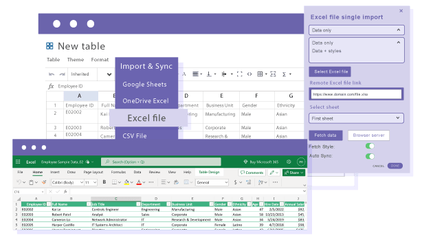 Insert Excel based table in Avada Fusion Builder