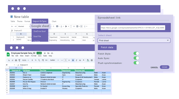 Load a Google Sheets based table in Avada Fusion Builder
