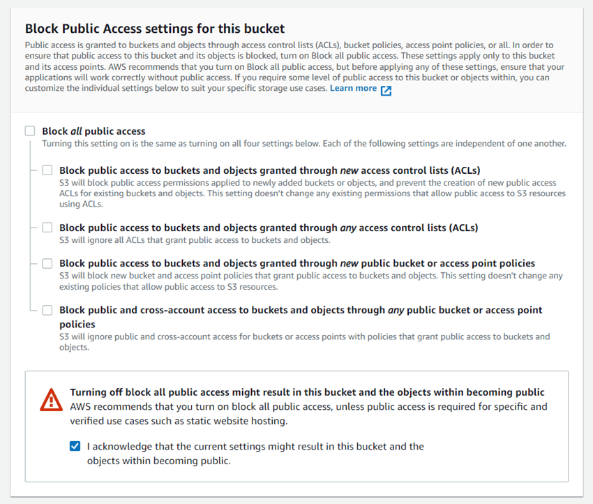 Block Public Access - How to Connect Amazon S3 Buckets to WP Media Folder for Optimized Cloud Storage
